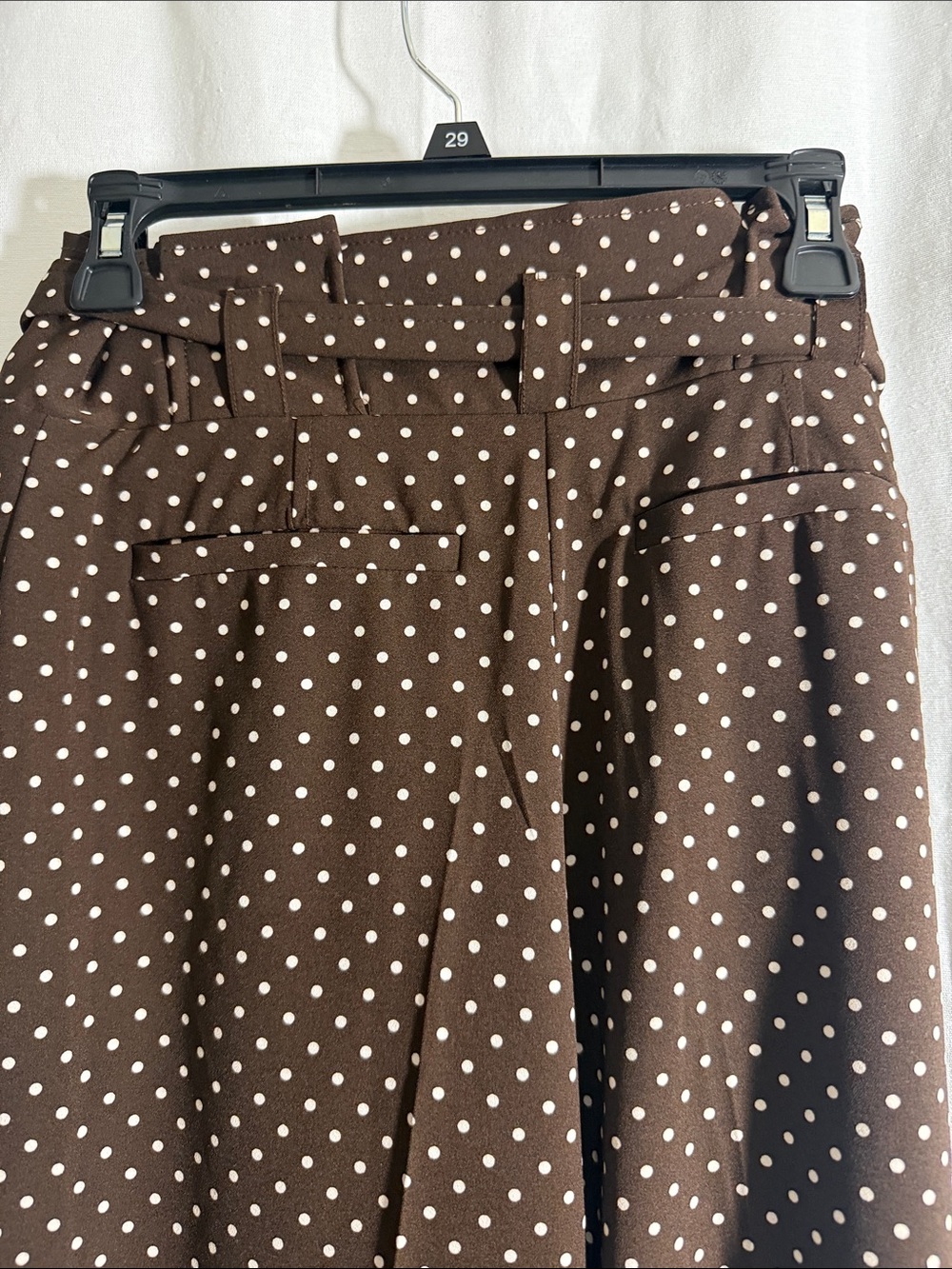 7th Avenue Design Studio Polka Dot Wide-Leg Belted Pants in Brown